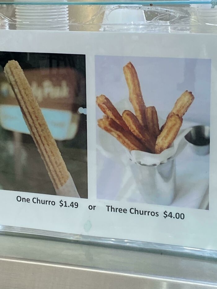 Who Thought It Was A Good Idea To Put An Image Of 7 Churros For The Sign Of 3 Churros