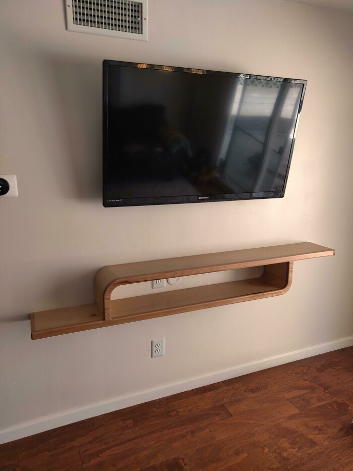 My First Project. Took Me A Shameful 3.5 Weeks, Made Every Mistake Imaginable, And It Only Looks Good From A Distance. But... I Finished It. With The Help Of You Guys. Here's To Many More Floating Things Stuck To Walls