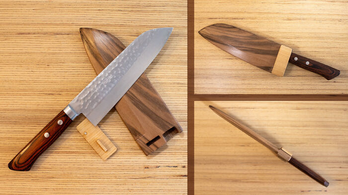 Made A Kitchen Knife Sheath In Walnut With A Magnetic "Lock"