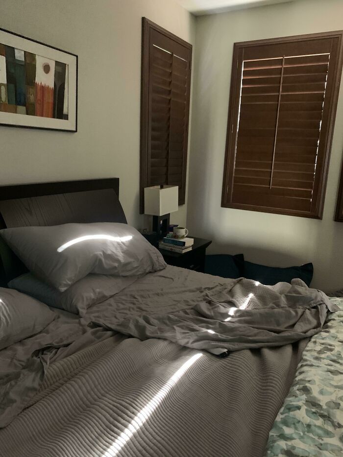 This Is Where The Light Hits Our Bed At 8am