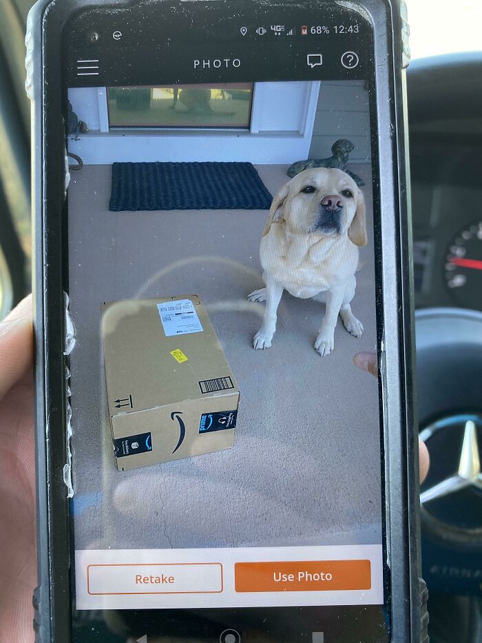 This Guy Hopped In My Truck Walked With Me To The Door A Posed For A Pic With The Package