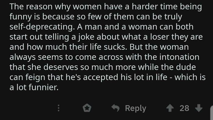 Apparently Self-Deprecation Is A Soly Male Trait