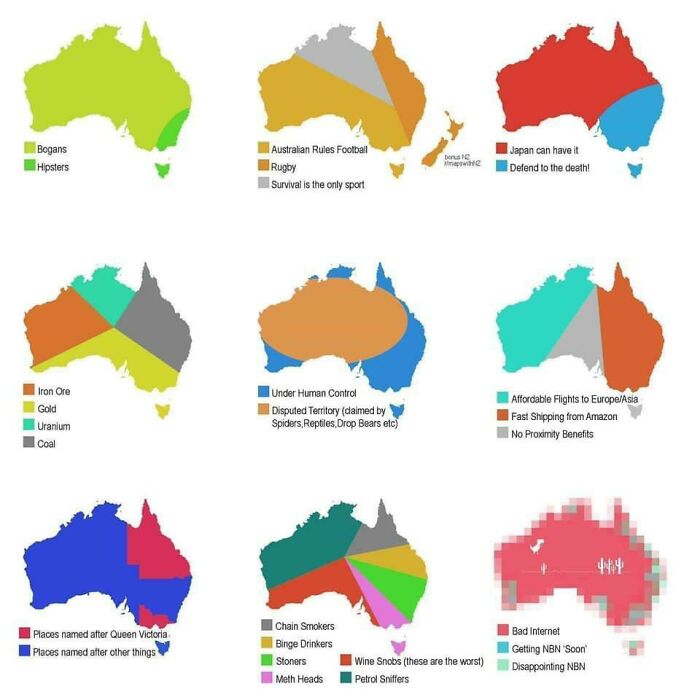 Some Alternate Maps Of Down Under