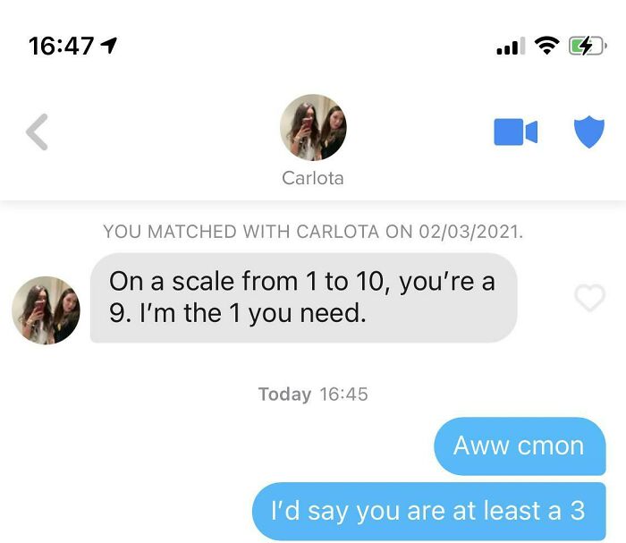 Tinder chat screenshot of people smooth talking 