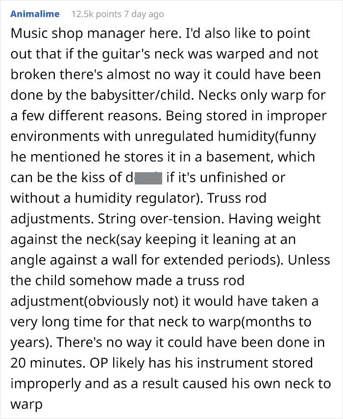 Dad Tells His Babysitter To Replace A $2,200 Guitar His 3-Year-Old Broke On Her Watch