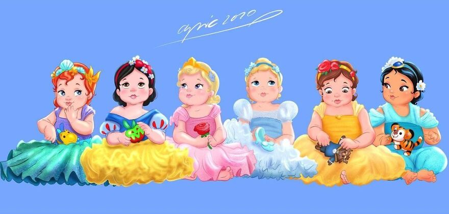 Inspired By A Newborn Photoshoot, This Artist Imagined How Disney Princesses And Villains Looked As Babies