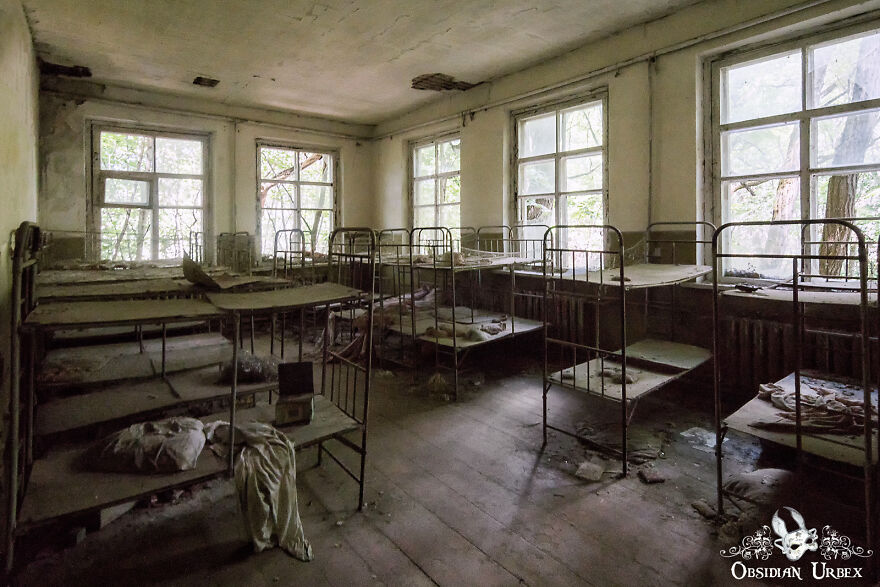 Dusty And Empty Bunkbeds Inside A Kindergarten