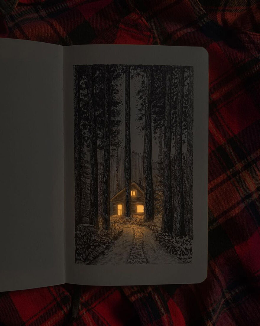 Artist Creates Incredibly Illuminated Architectural Drawings (12 Pics)