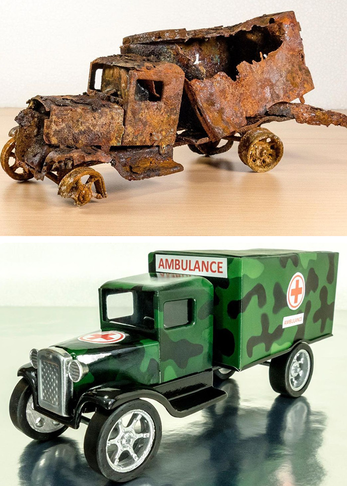 Artist Makes Unbelievable Restorations Of Vintage Miniature Cars
