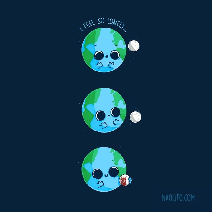 Lonely? Not Anymore! Tag Your Personal Wilson 😊
#wilson #earth #planet #moon #cute #cuteness #funny #love #lovely #aww #awesome #funny #humorous #comic #comicstrips #indieartists #indieart #illustration #art #fun #partner #travel #travelcompanion