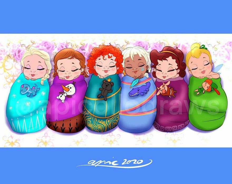 Inspired By A Newborn Photoshoot, This Artist Imagined How Disney Princesses And Villains Looked As Babies
