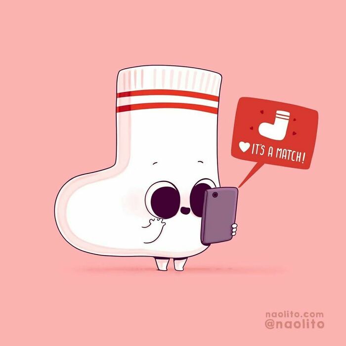 Matching Socks! 🔥 I Accidentally Created A Love Story Over The Years 😅
#love #tinder #couple #match #sock #socks #art #illustration #cute #aww #awesome #funny #comic #humor #humorous #relatable #wholesome #funny #laundry #valentine #indieart #indieartists #fun #relationship #couples #swipe