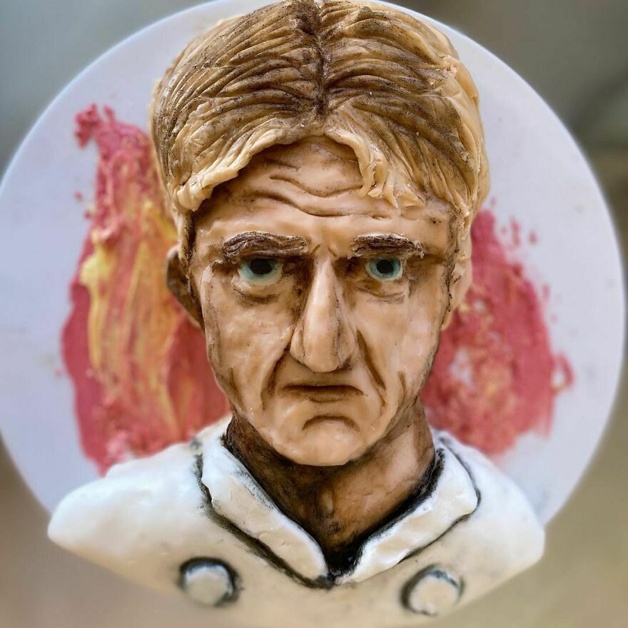 Gordon Ramsay Cake For A Video I’m Doing For His Tiktok Challenge 🤠
.
.
french Vanilla Cake With A Vanilla Buttercream. White Chocolate “Flames” And Homemade Ghirardelli Modeling Chocolate. Simple, But Delicious.
.
.
#cake #cakedecorating #gordonramsay #ramsayreacts #tiktok #baking #bake #cakeart #cakeartist #food #shrekmemes #foodmemes #boyswhocancook #hellskitchen #foodnetwork #masterchef