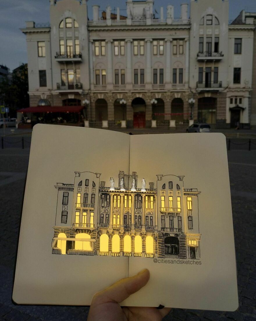 Artist Creates Incredibly Illuminated Architectural Drawings (12 Pics)