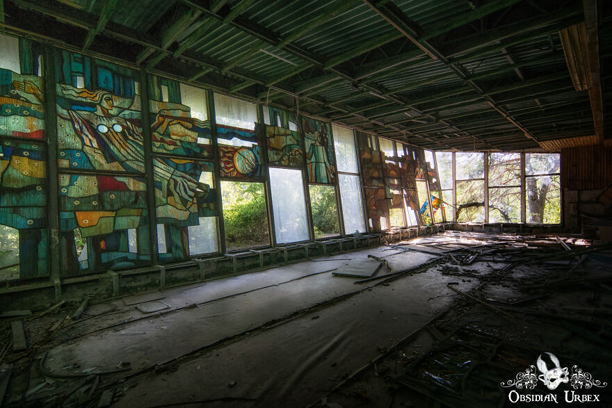Beautiful Stained Glass Inside A Riverside Cafe