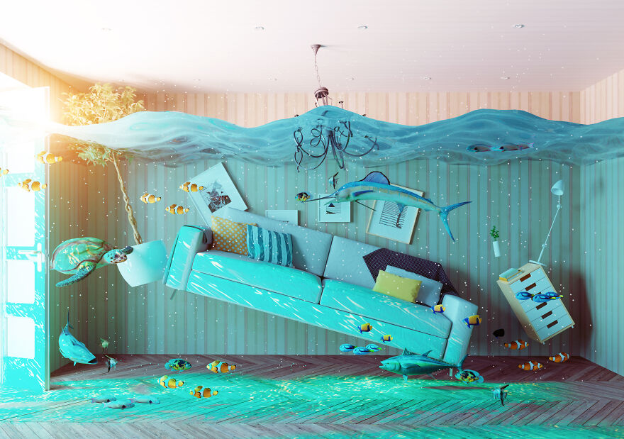 An Interior And Game Designer Transforms Popular Home Design Into Surrealist Art (32 Pics)