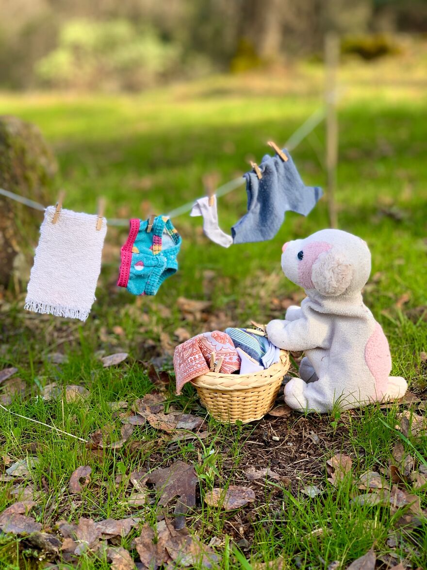 Hanging His Laundry To Air-Dry On A Perfectly Warm Sunny Day