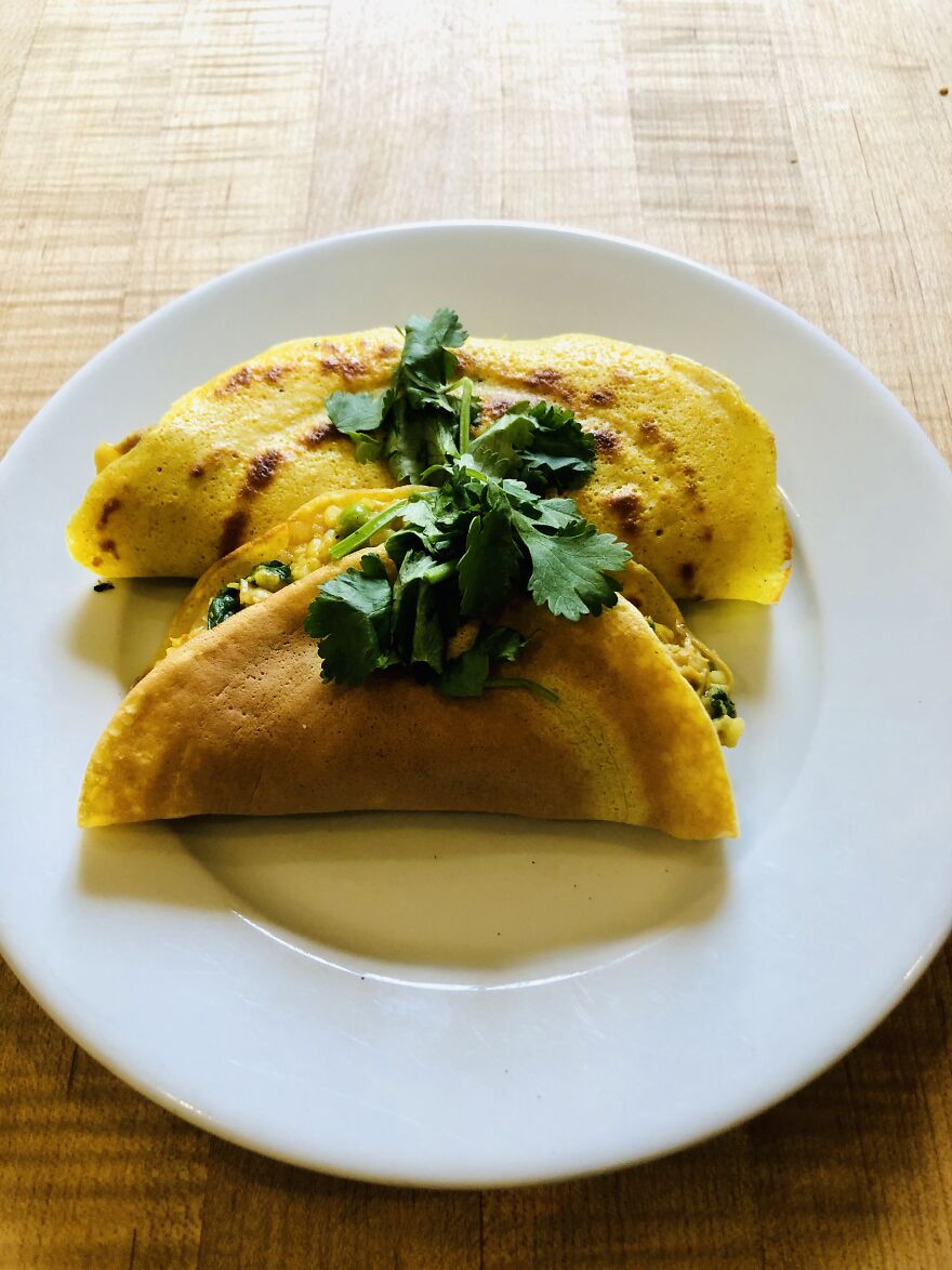 Spinach, Cauliflower, And Chicken Dosa