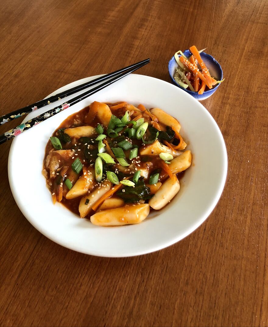 Korean Spicy Tteokbokki With Homemade Tteokbokki And Quick Pickles