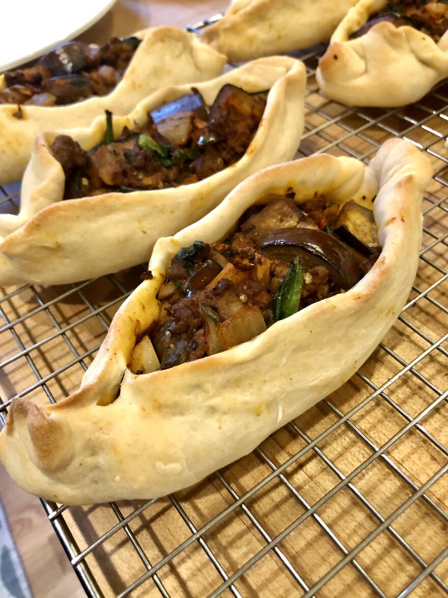 Spicy Tomato, Lamb, And Eggplant Pide