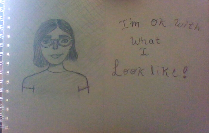 I Have Short Dark Hair With Silver At The Tips And Glasses. And I'm Cool With That! I Like What I Look Like And Couldn't Really Find Something I'd Wanna Change :)