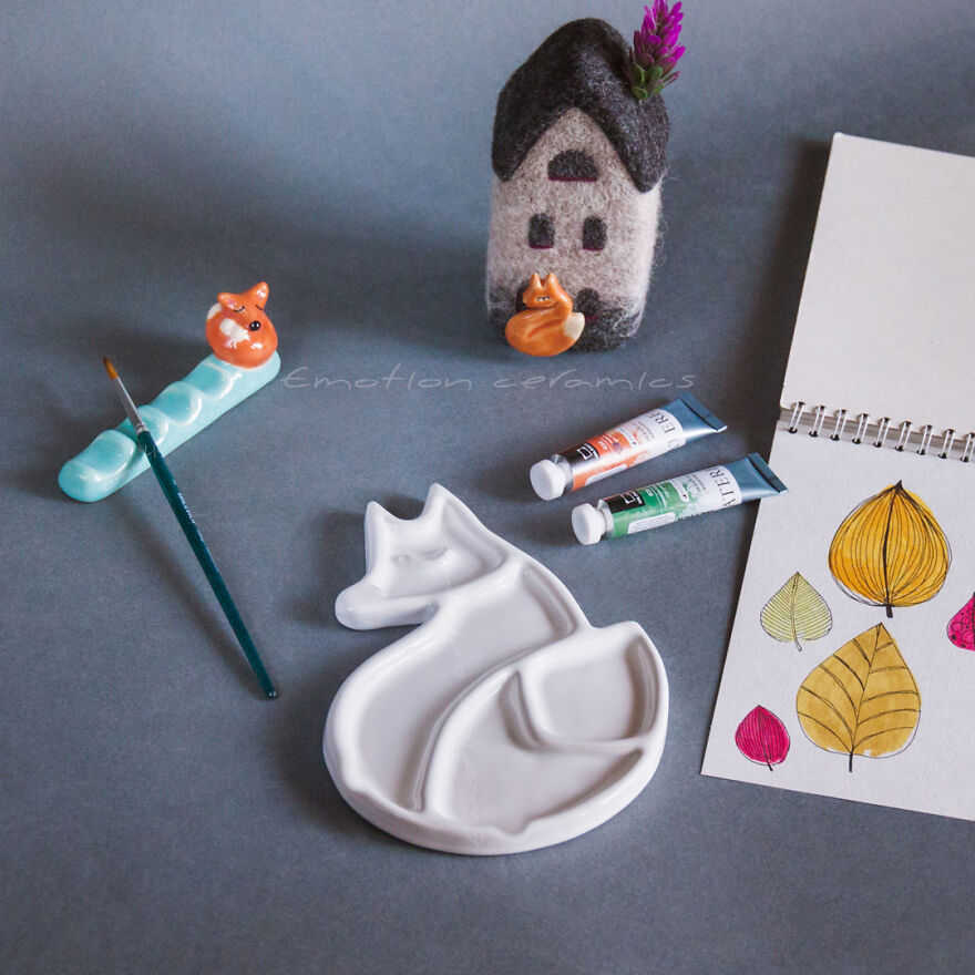 Fox Set. Palette + Brushrest + Pin