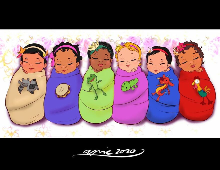 Inspired By A Newborn Photoshoot, This Artist Imagined How Disney Princesses And Villains Looked As Babies