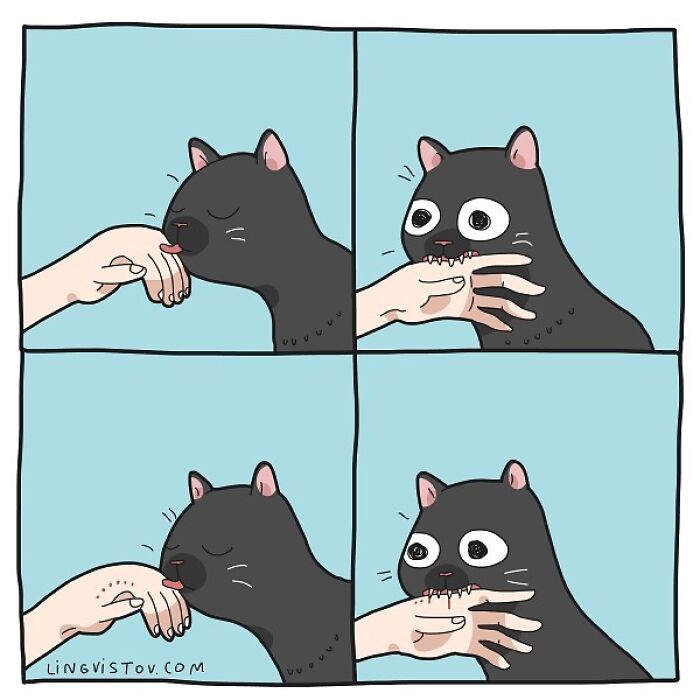 Lingvistov Comics Shows What It's Like To Live With A Cat Daily (New Pics)