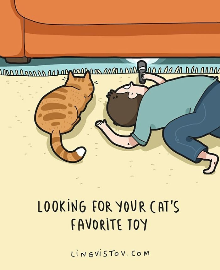 Lingvistov Comics Shows What It's Like To Live With A Cat Daily (New Pics)