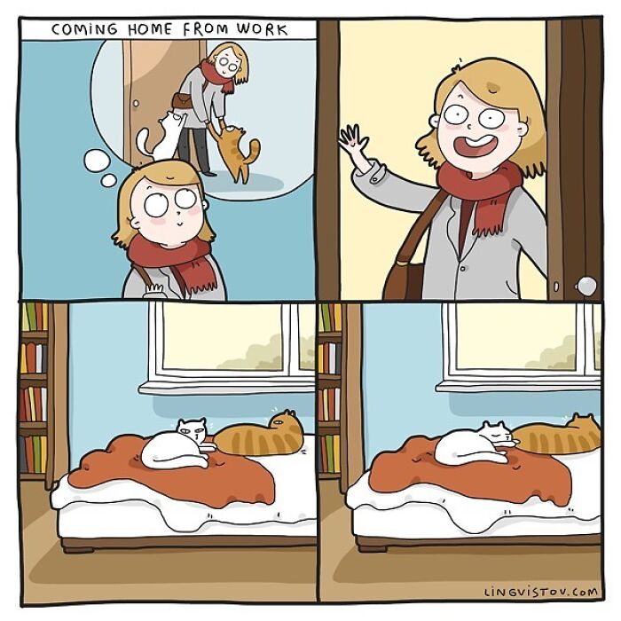 Lingvistov Comics Shows What It's Like To Live With A Cat Daily (New Pics)