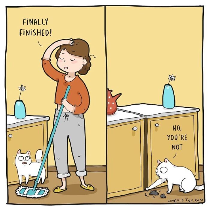 Lingvistov Comics Shows What It's Like To Live With A Cat Daily (New Pics)