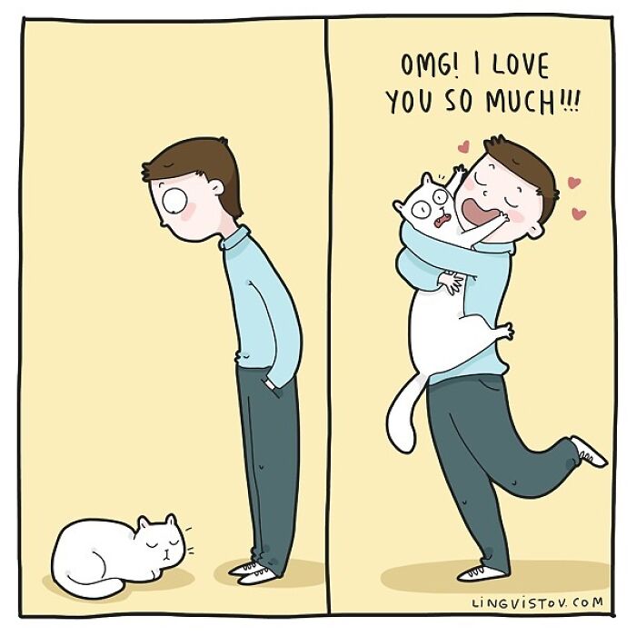 Lingvistov Comics Shows What It's Like To Live With A Cat Daily (New Pics)