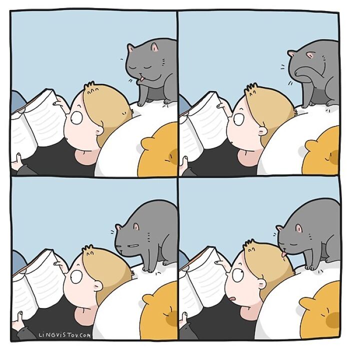 Lingvistov Comics Shows What It's Like To Live With A Cat Daily (New Pics)
