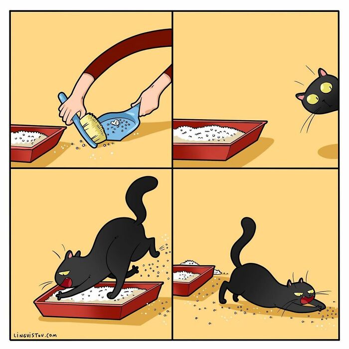 Lingvistov Comics Shows What It's Like To Live With A Cat Daily (New Pics)