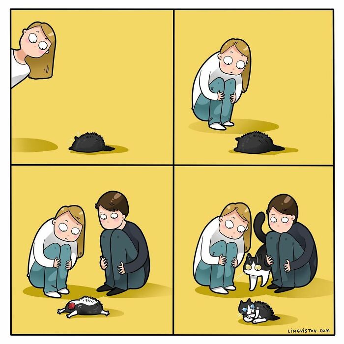 Lingvistov Comics Shows What It's Like To Live With A Cat Daily (New Pics)