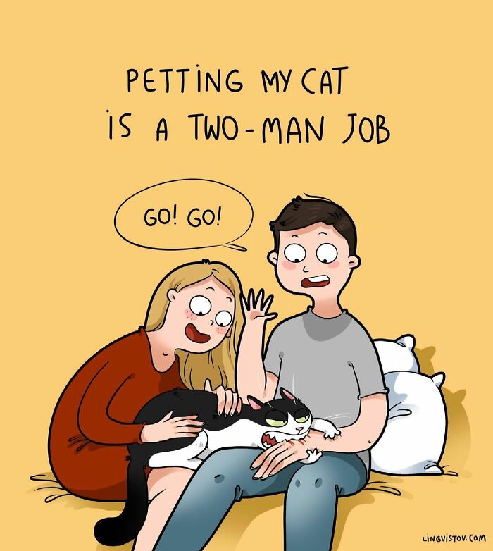 Lingvistov Comics Shows What It's Like To Live With A Cat Daily (New Pics)