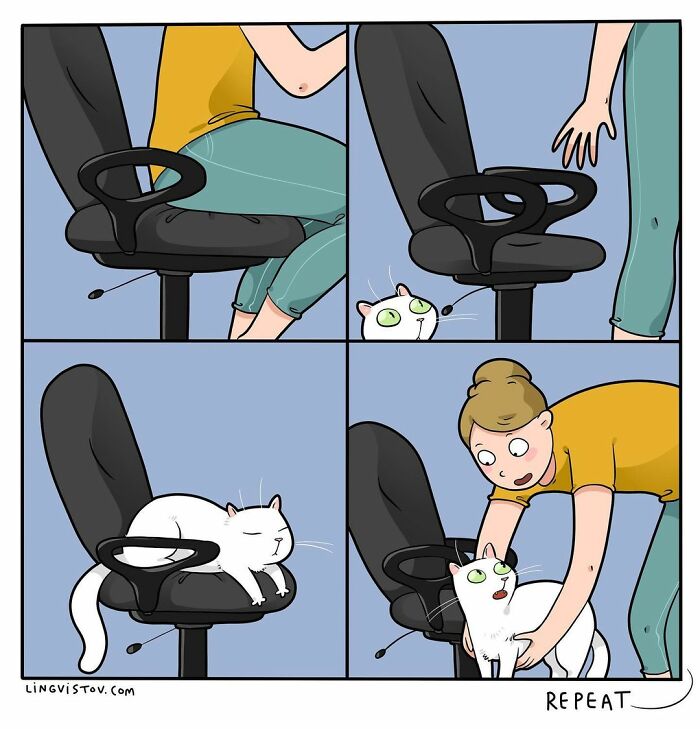 Lingvistov Comics Shows What It's Like To Live With A Cat Daily (New Pics)