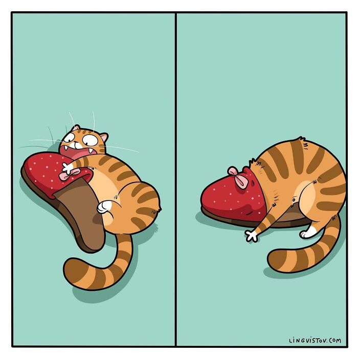 Lingvistov Comics Shows What It's Like To Live With A Cat Daily (New Pics)