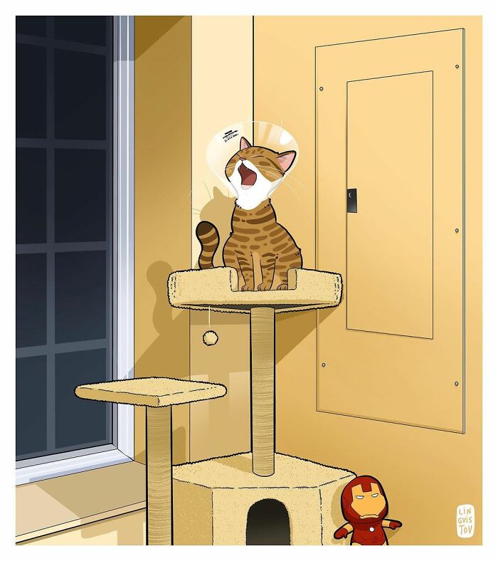 Lingvistov Comics Shows What It's Like To Live With A Cat Daily (New Pics)