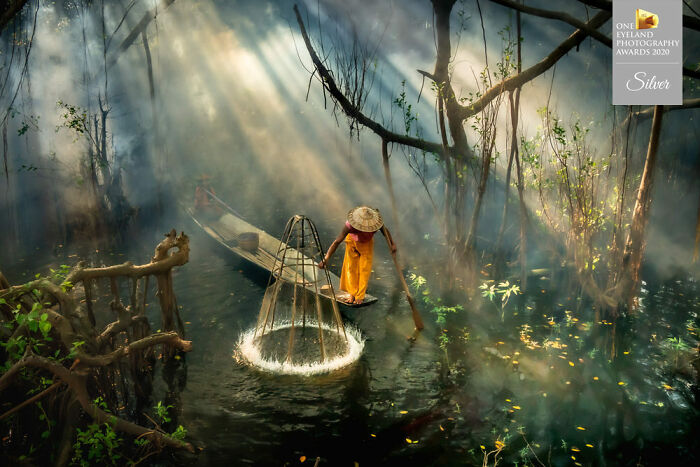 Mangrove Fisherman By Chin Leong Teo. Silver In People