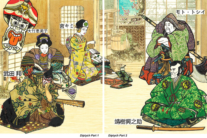 Meeting Of The Magistrates-11"X17" (For Players In A Mythic Japanese Roleplaying Game)-With Research, Drafting And Painting Took About 90 Days.