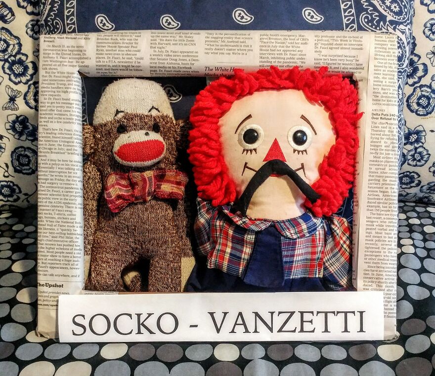 Since Covid Began, I Have Tried To Make My Wife Laugh Every Day By Creating Amusing Situations With A Sock Monkey. Here Are 40.