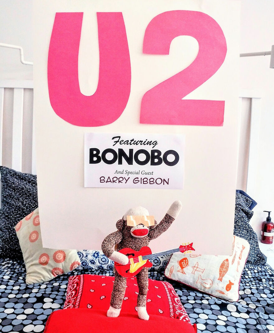 Since Covid Began, I Have Tried To Make My Wife Laugh Every Day By Creating Amusing Situations With A Sock Monkey. Here Are 40.