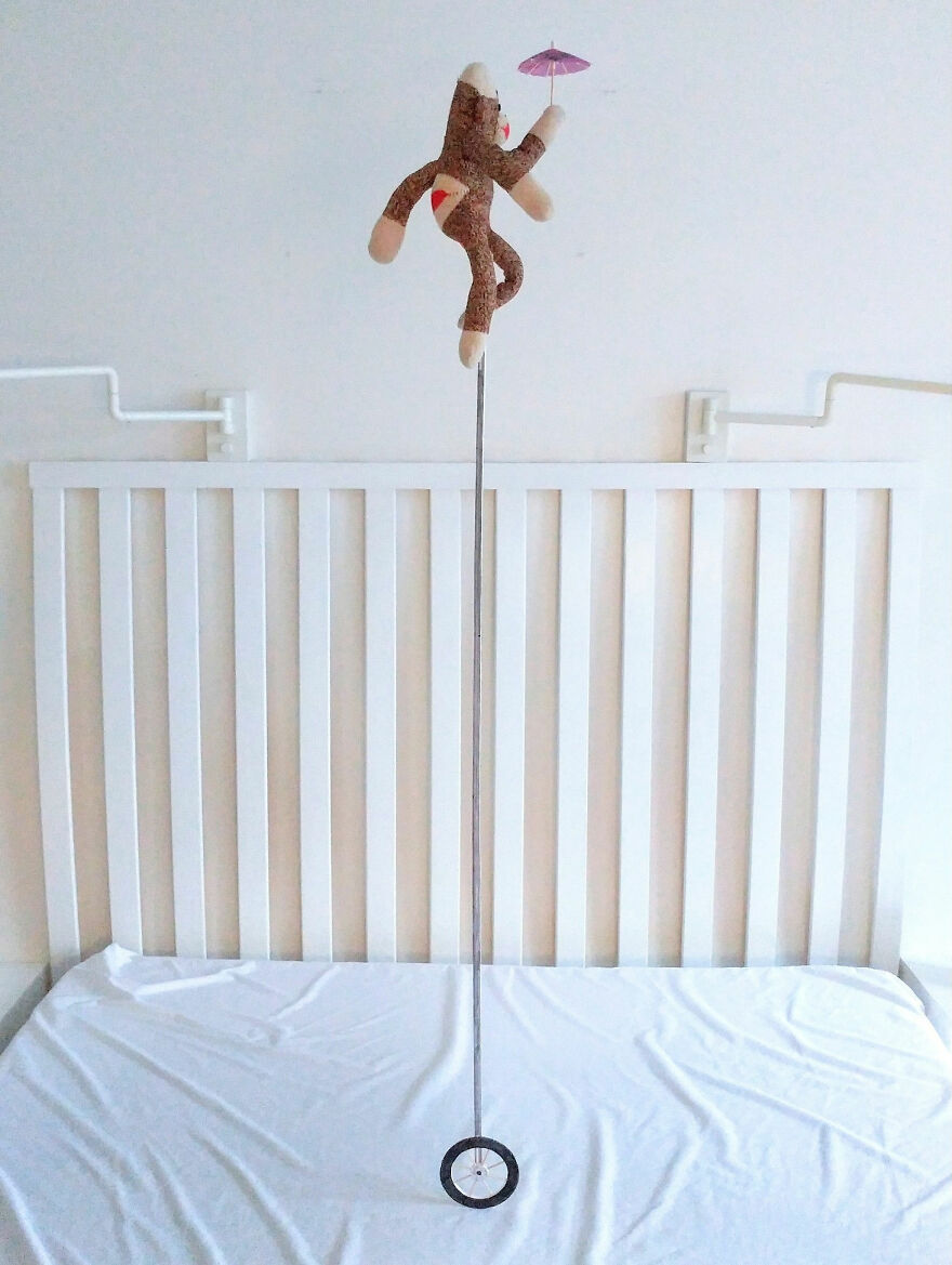 Since Covid Began, I Have Tried To Make My Wife Laugh Every Day By Creating Amusing Situations With A Sock Monkey. Here Are 40.