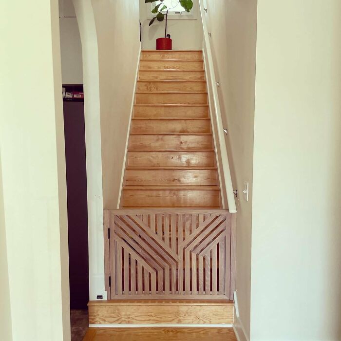 Finally Finished This Baby Gate You All Helped Me With A Couple Months Ago. A Lot Of Weekend Hours. I’m Very Proud Of My First Hardwood Project!