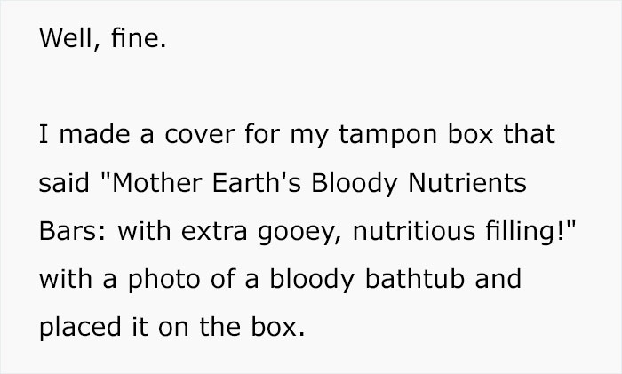 Male Colleague Complains About Seeing A ‘Disgusting’ Tampon Box In Woman’s Locker, So She Makes The Box Look Even More ‘Extra’ Male Colleague Complains About Seeing A ‘Disgusting’ Tampon Box In Woman’s Locker, So She Makes The Box Look Even More ‘Extra’