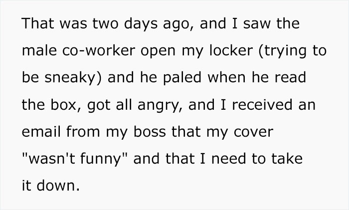 Male Colleague Complains About Seeing A &lsquo;Disgusting&rsquo; Tampon Box In Woman&rsquo;s Locker, So She Makes The Box Look Even More &lsquo;Extra&rsquo;