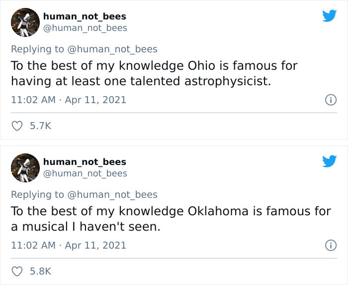 People Are Cracking Up Over This Thread Where A British Person Lists 50 American States And What They're Famous For