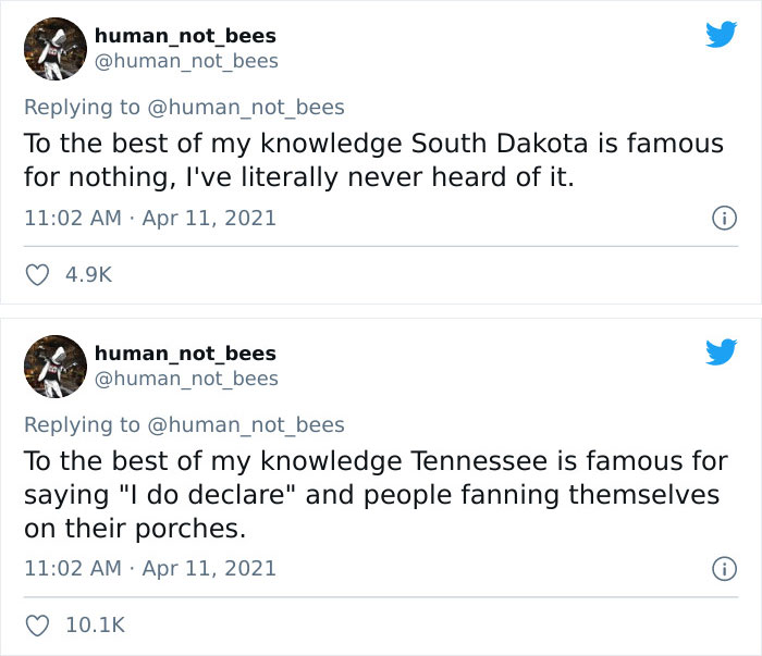 People Are Cracking Up Over This Thread Where A British Person Lists 50 American States And What They're Famous For