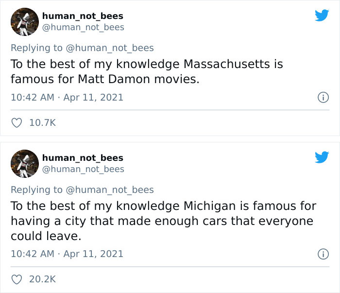 People Are Cracking Up Over This Thread Where A British Person Lists 50 American States And What They're Famous For